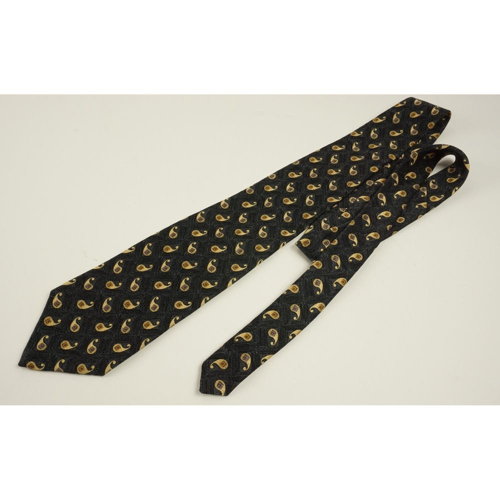 Robert Talbott Best of Class Paisley All Over Black Gold Silk Short 56" Neck Tie